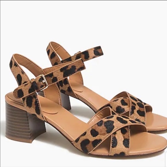 J. Crew Shoes - J Crew Leopard Calfhair Lowblock Sandals